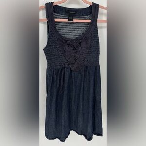 Calvin Klein Jeans Women's Dark Navy Denim Smocked Boho Dress